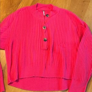 Free People Cocoa Ribbed Henley Sweater